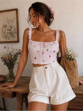 Daisy Street Cottagecore Romantic Milkmaid Crop Top NWT XL